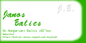 janos balics business card